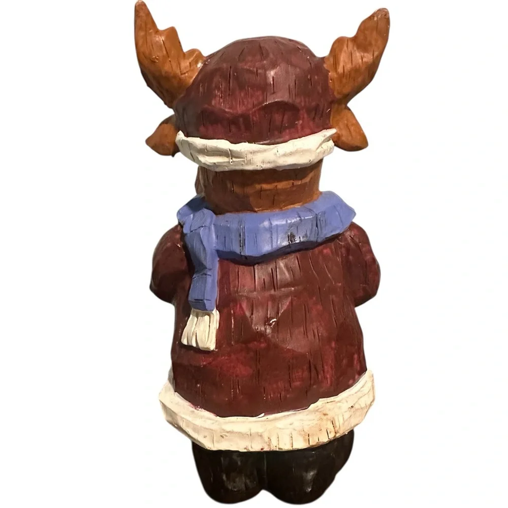 Christmas Moose Holding A Holiday Wreath Figurine Decoration Paperweight Decor‎